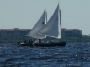 reefed sails with bags